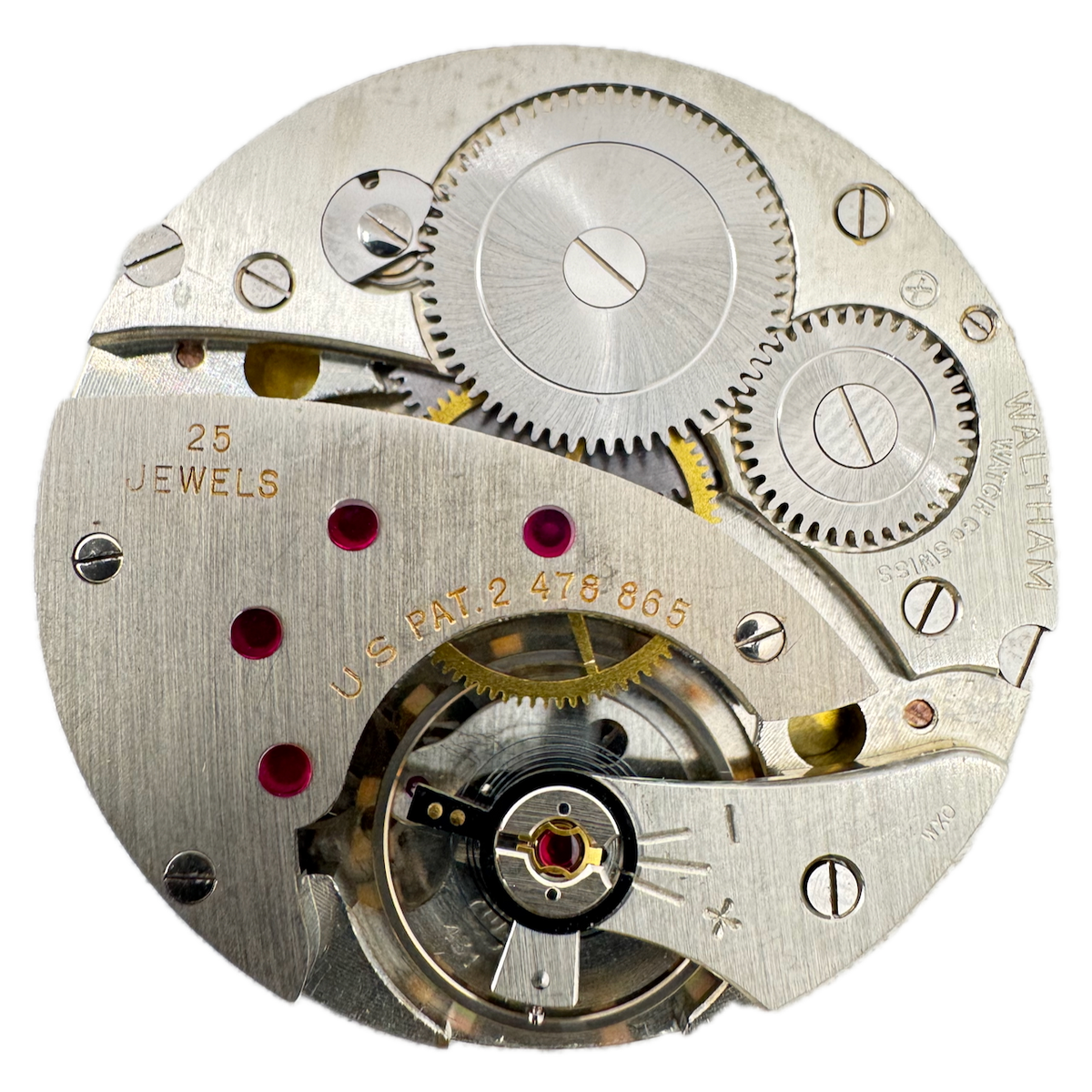 Antique 43mm Waltham 25j Mechanical Pocket Watch Movement Unitas 431 Swiss