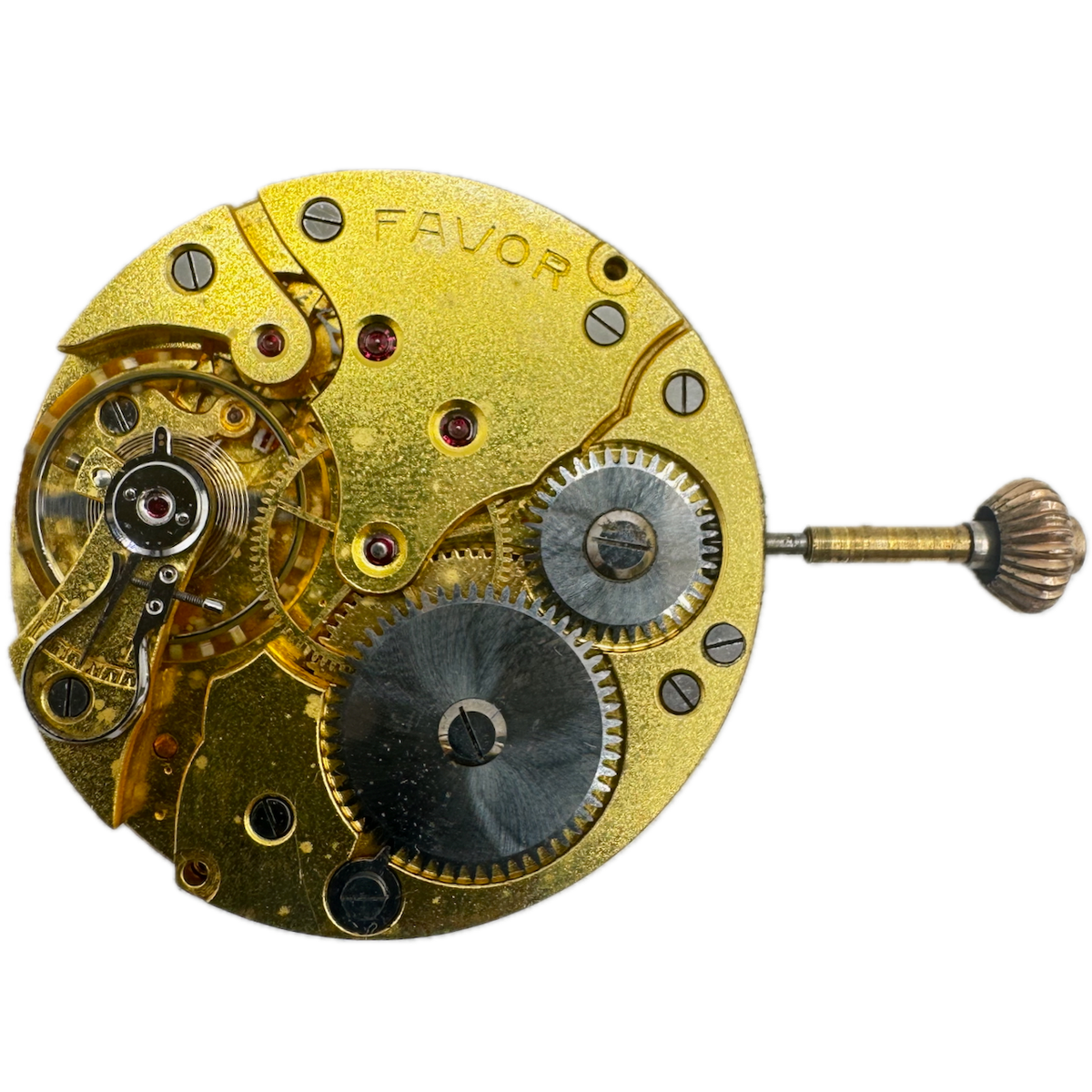 Antique 41.5mm Favor Checkerboard Mechanical Hunter Pocket Watch Movement Swiss