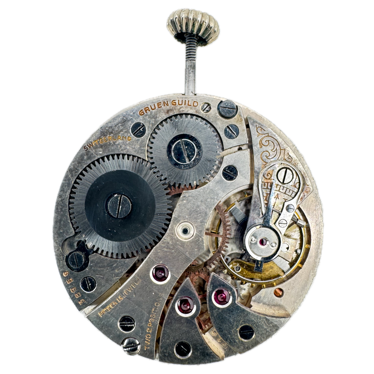 Antique 36 mm Gruen 15 Jewel Mechanical Pocket Watch Movement 716 Swiss
