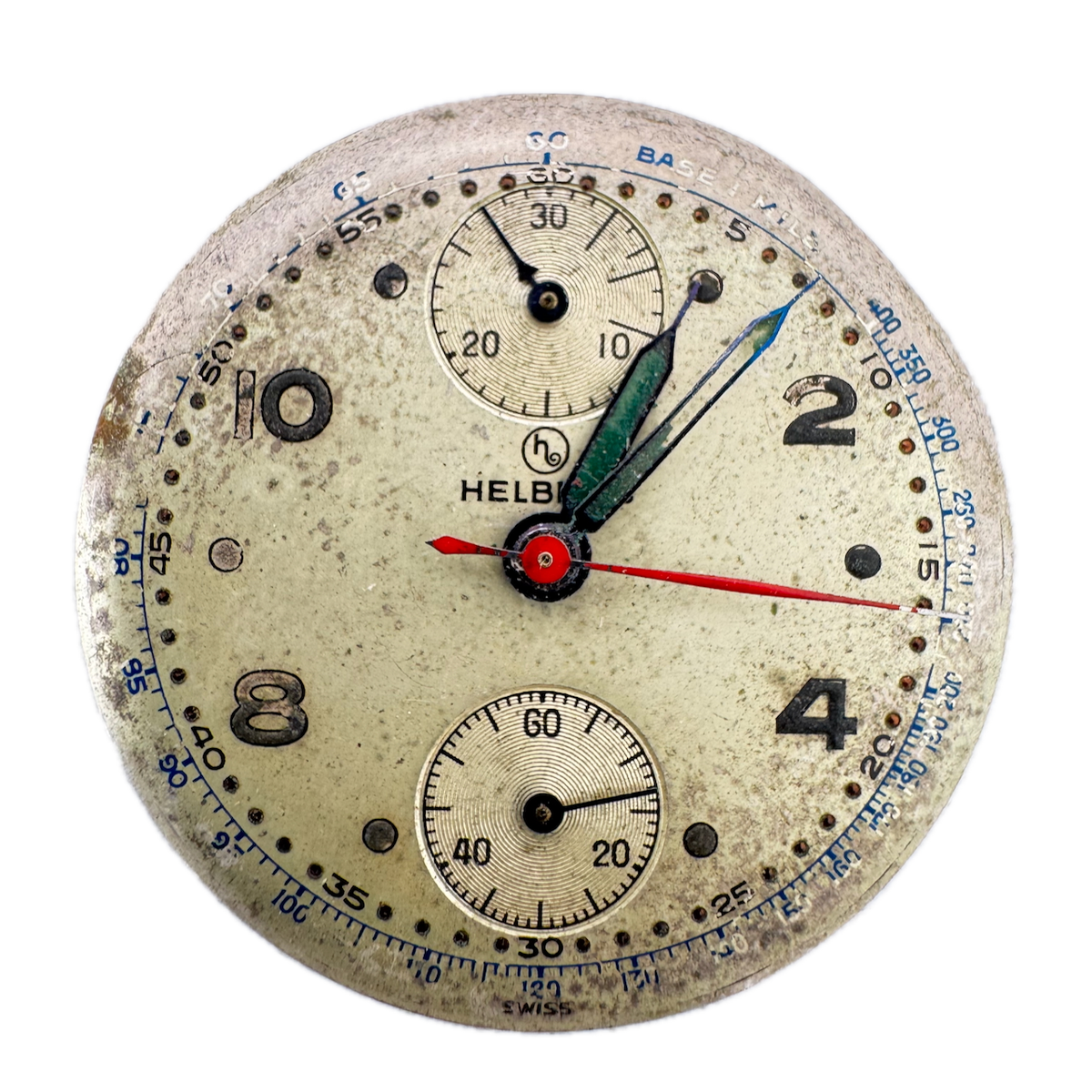 Vintage Helbros 2 Register Chronograph Men's Wristwatch Movement Venus 170
