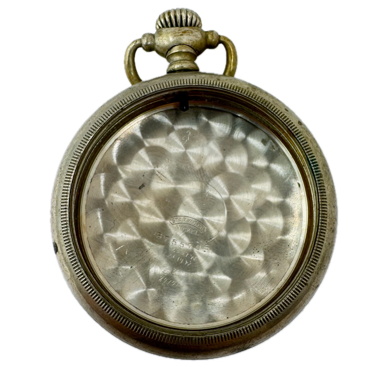 Antique 18 Size Star Open Face Pocket Watch Case Nickel Coin Edge USA