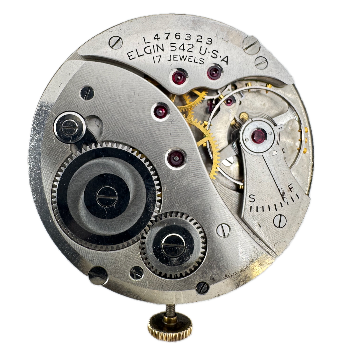 Antique 12s 1946 Elgin 17 Jewel Mechanical Pocket Watch Movement 542 USA