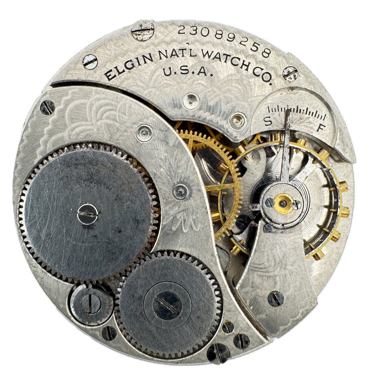 Antique 12s 1921 Elgin 7J Mechanical Open Face Pocket Watch Movement 303 USA
