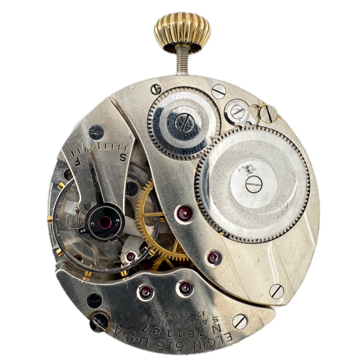 Vintage 16s 1951 Elgin Montgomery 17J Mechanical Pocket Watch Movement 616 USA