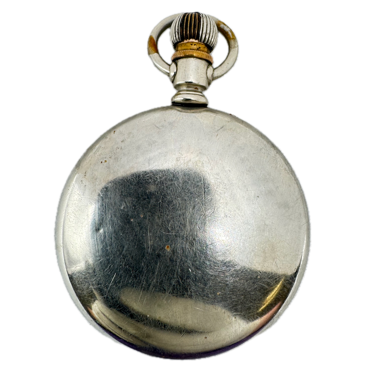 Antique 18s Crescent Coin Edge Open Face Pocket Watch Case Nickel Alloy USA