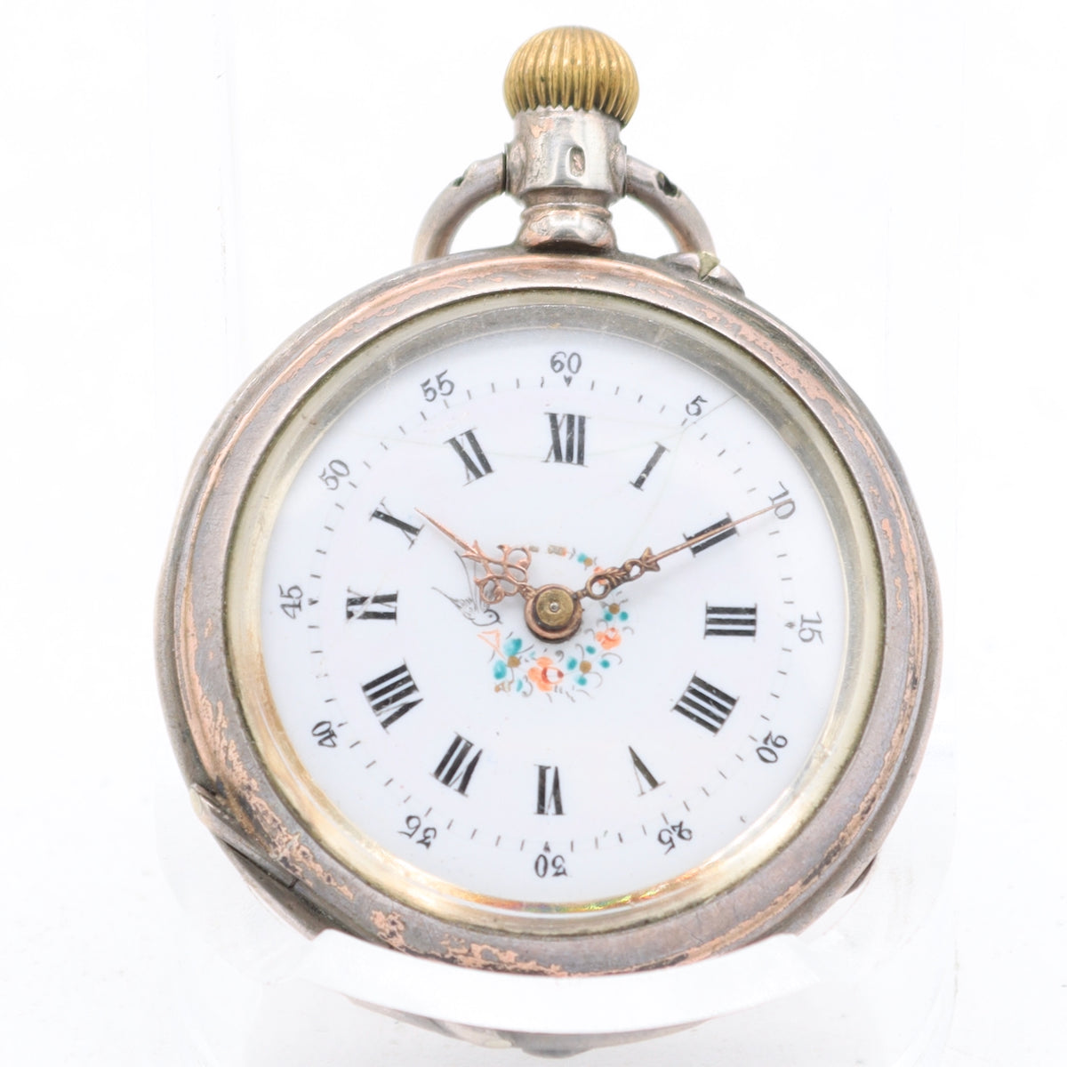 Antique 10 Jewel Mechanical Cylinder Escapement Pocket Watch .800 Silver