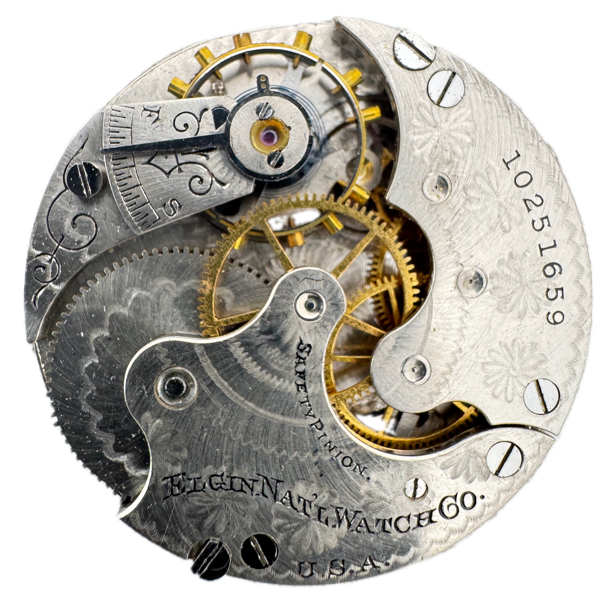 Antique 6s 1904 Elgin 7 Jewel Mechanical Hunter Pocket Watch Movement 206 USA