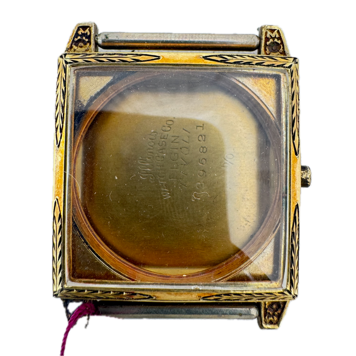 Vintage Illinois Art Deco w Enamel Men's Wristwatch Case 27.5mm 14k GFUSA