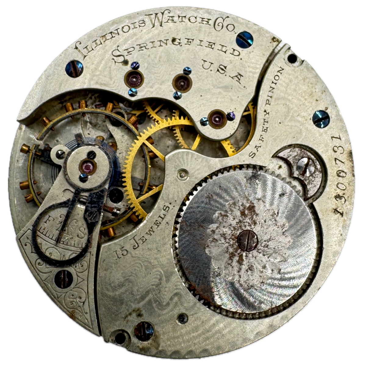 Antique 16s 1896 Illinois 15 Jewel Mechanical Pocket Watch Movement 173 USA