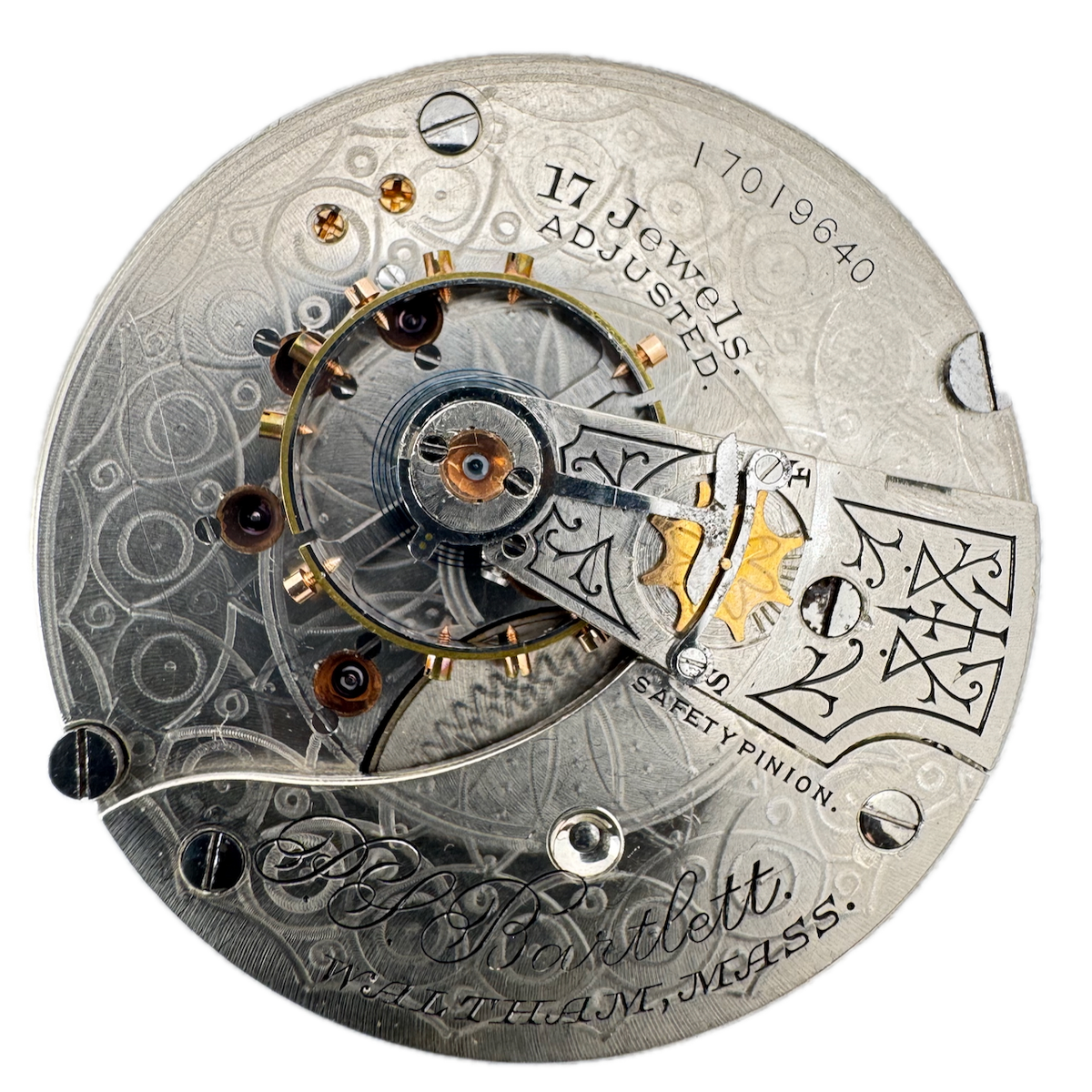 Antique 18s 1908 Waltham 17j Mechanical Pocket Watch Movement P.S. Bartlett USA