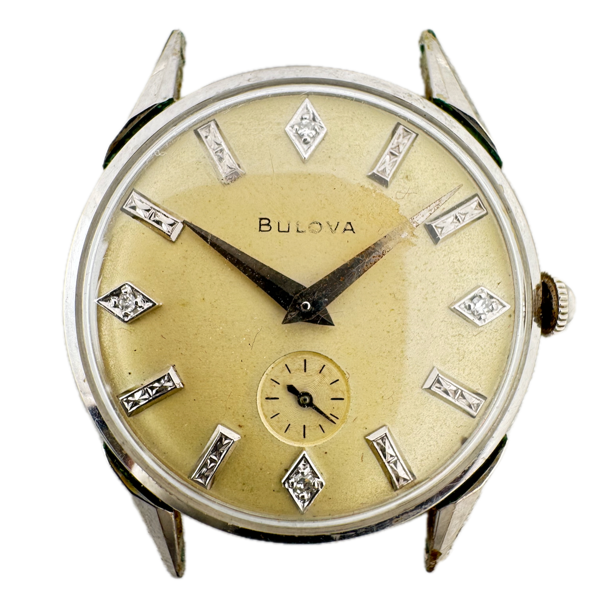 Vintage 32.5mm Bulova P674 Diamond Dial 21j Men's Wristwatch 10BM 10k RGP