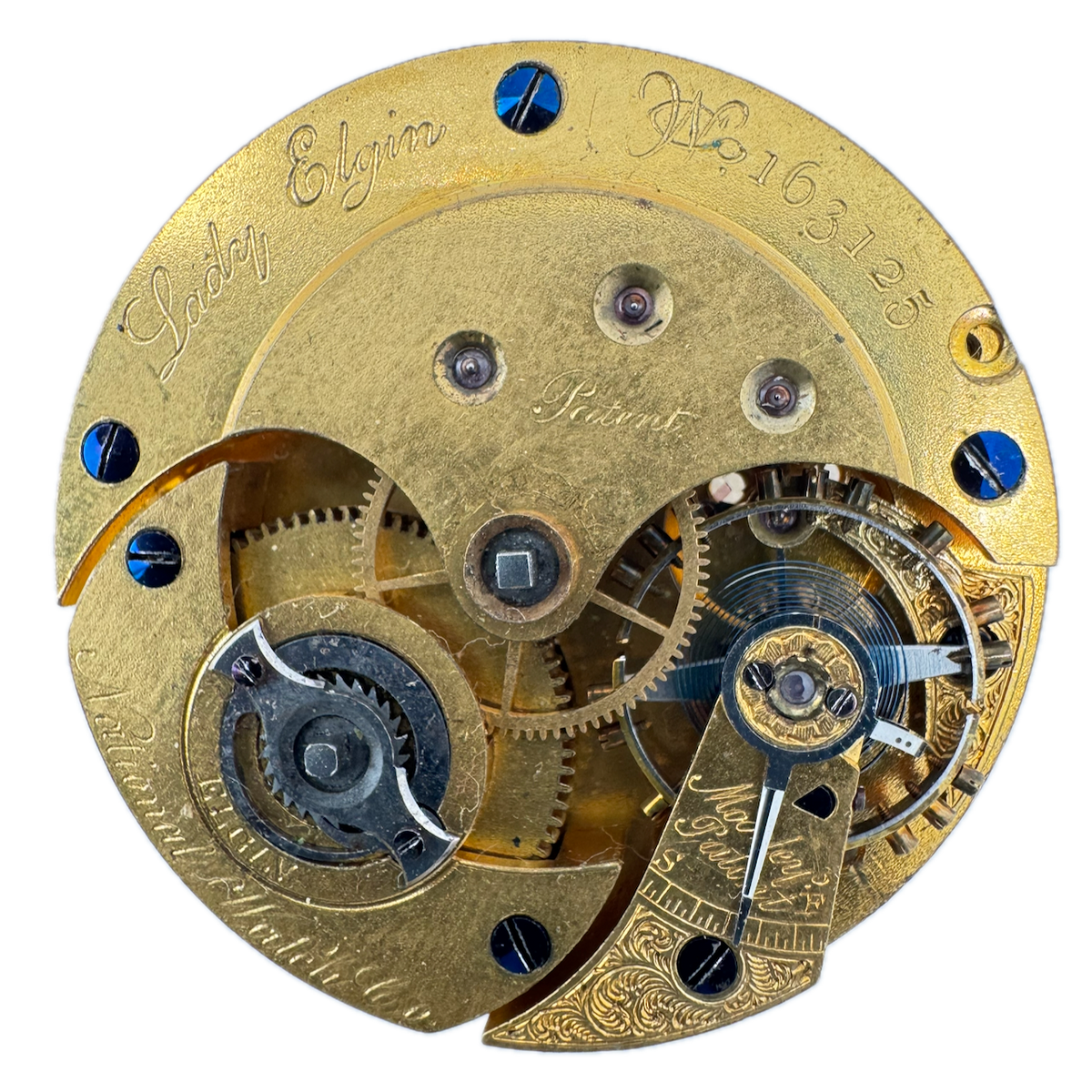 Antique 10s 1871 Elgin Lady Elgin Key Wind Fusee Pocket Watch Movement 29 USA