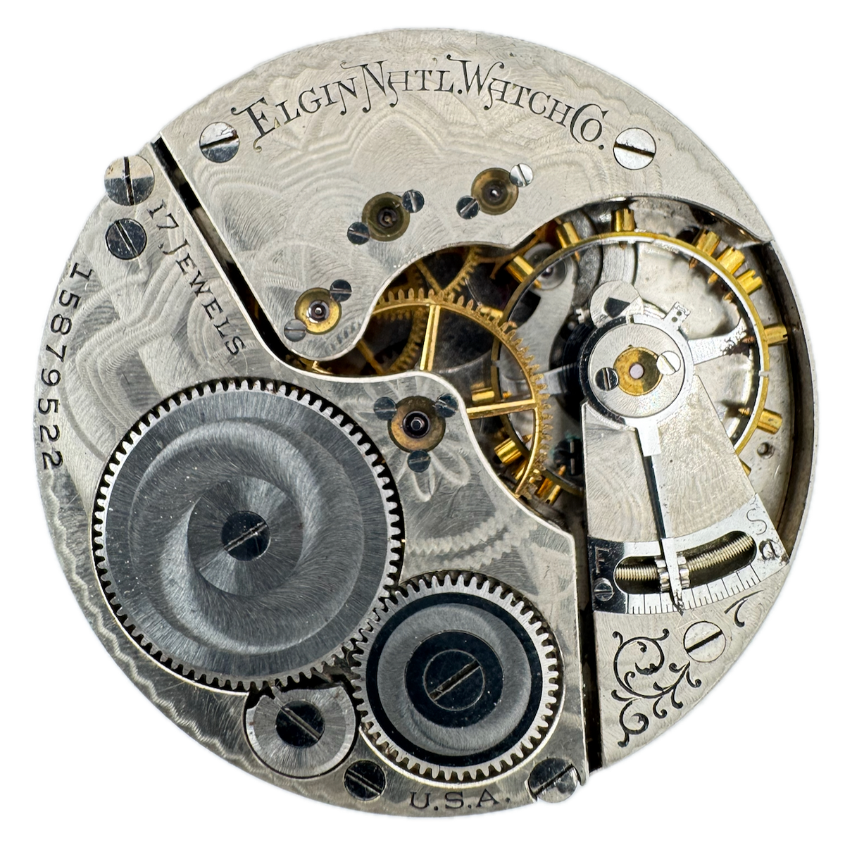 Antique 16s 1911 Elgin 17J Mechanical Open Face Pocket Watch Movement 387 USA