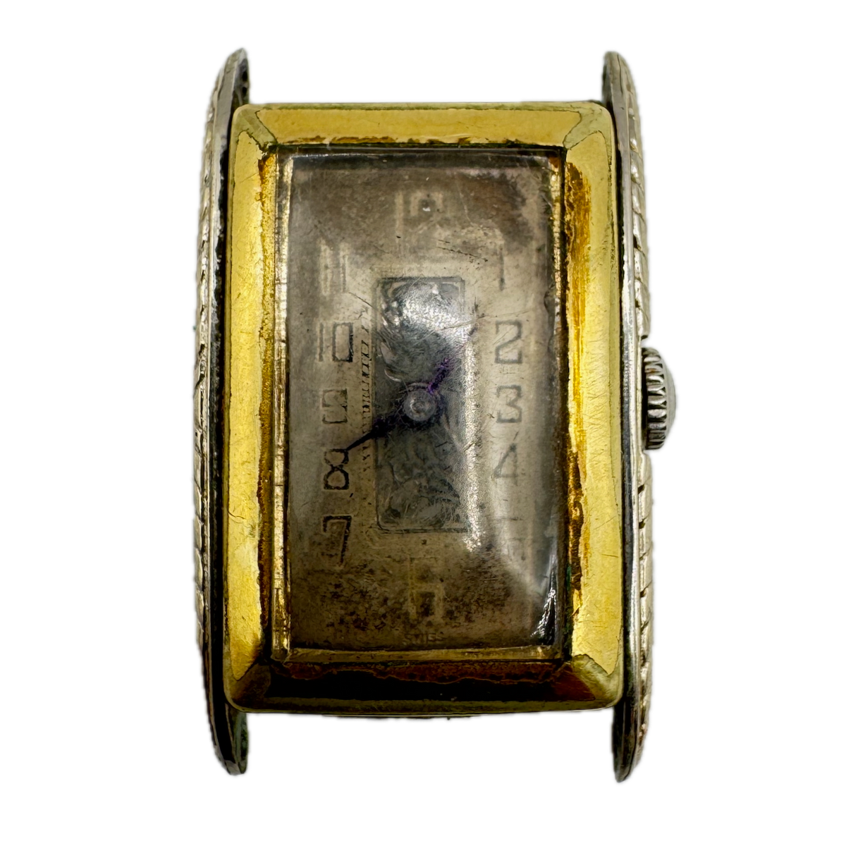 Vintage Abra Two Tone Art Deco Men's Mechanical Wristwatch Swiss 14k Gold Filled