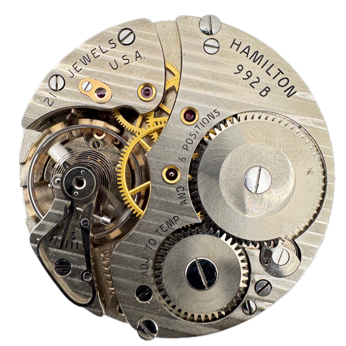 Vintage 16s 1956 Hamilton 21 Jewel Railroad Pocket Watch Movement 992B USA