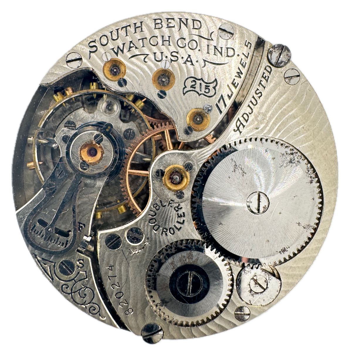 Antique 16s 1915 South Bend 17 Jewel Mechanical Pocket Watch Movement 215 USA