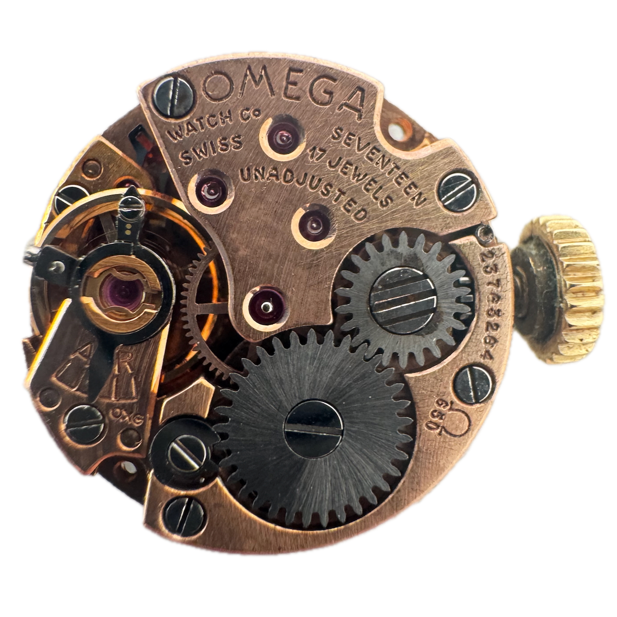 Vintage 12mm Omega 17 J Mechanical Men's Wristwatch Movement 650 Swiss 1966