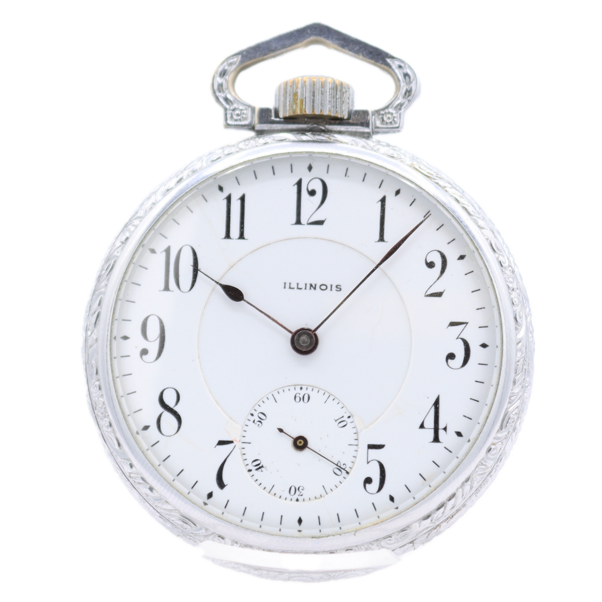 Antique 18s Illinois 17 Jewel Mechanical Pocket Watch 304 Chrome Plated USA