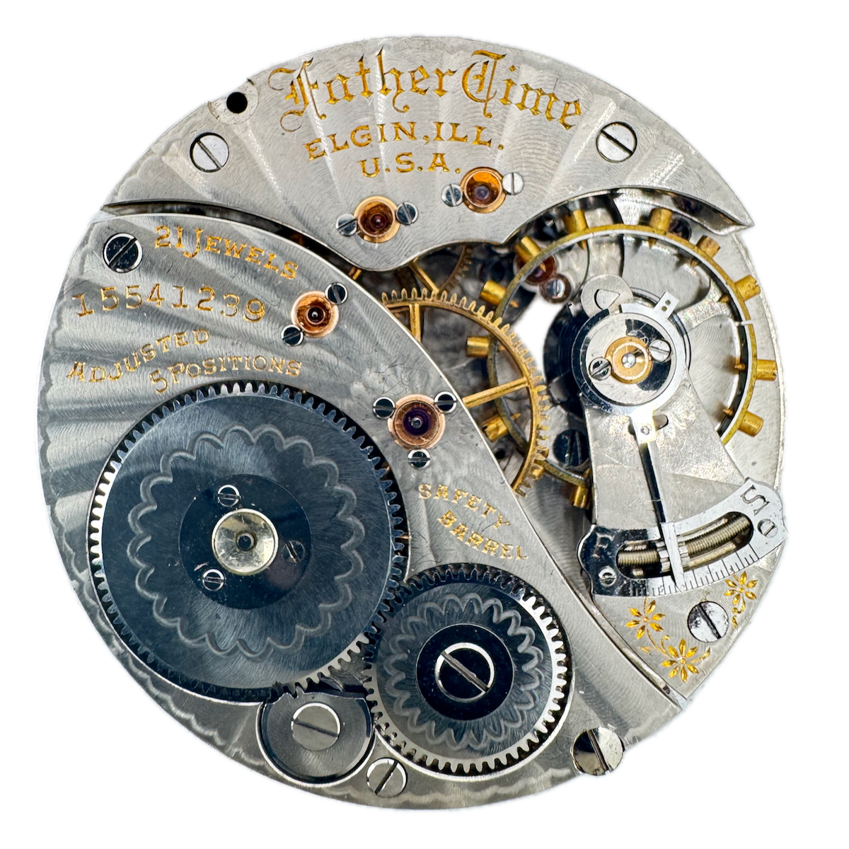 Antique 16s Elgin Father Time 21 Jewel Mechanical Pocket Watch Movement 374