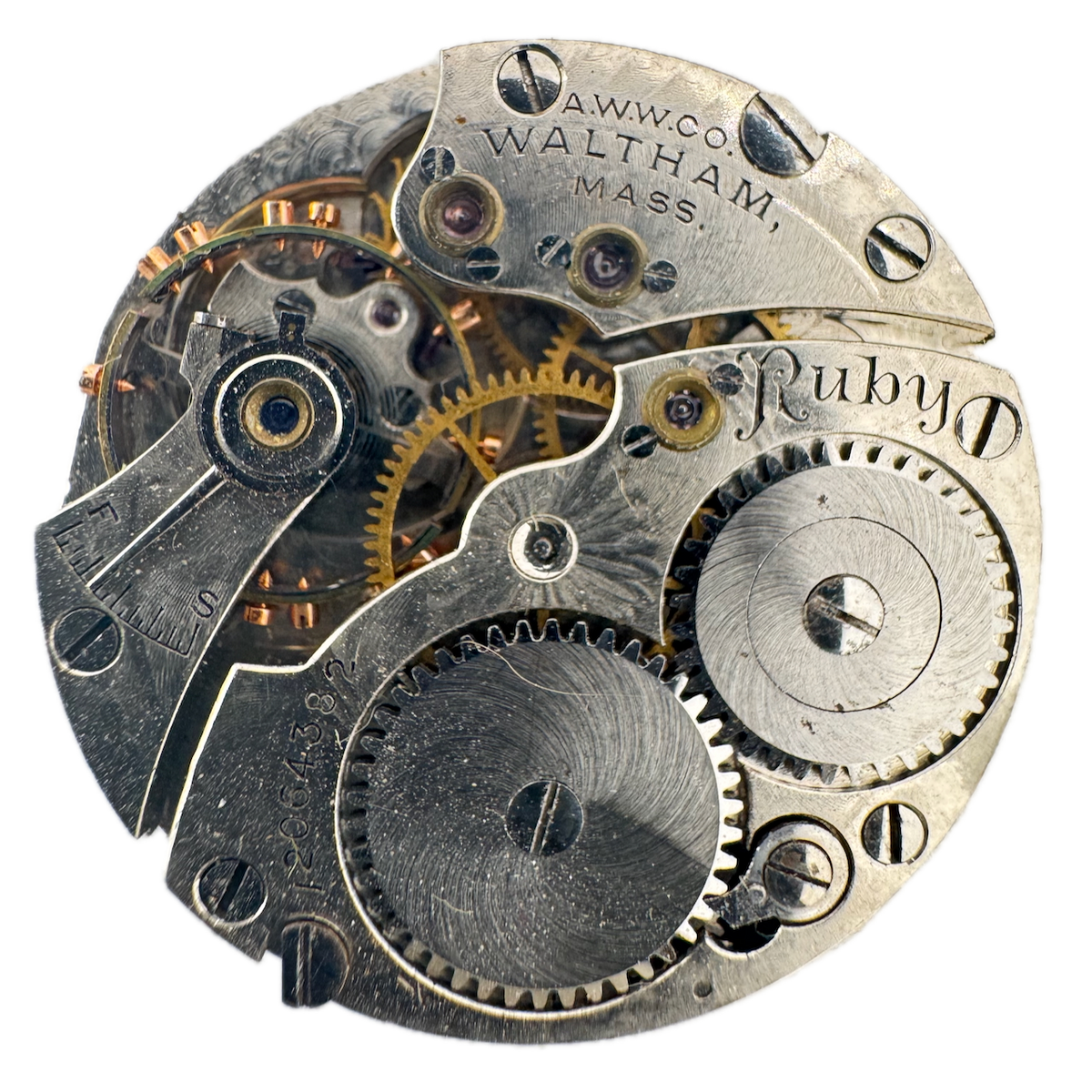 Antique 6/0s 1902 Waltham 15 Jewel Mechanical Pocket Watch Movement Ruby USA