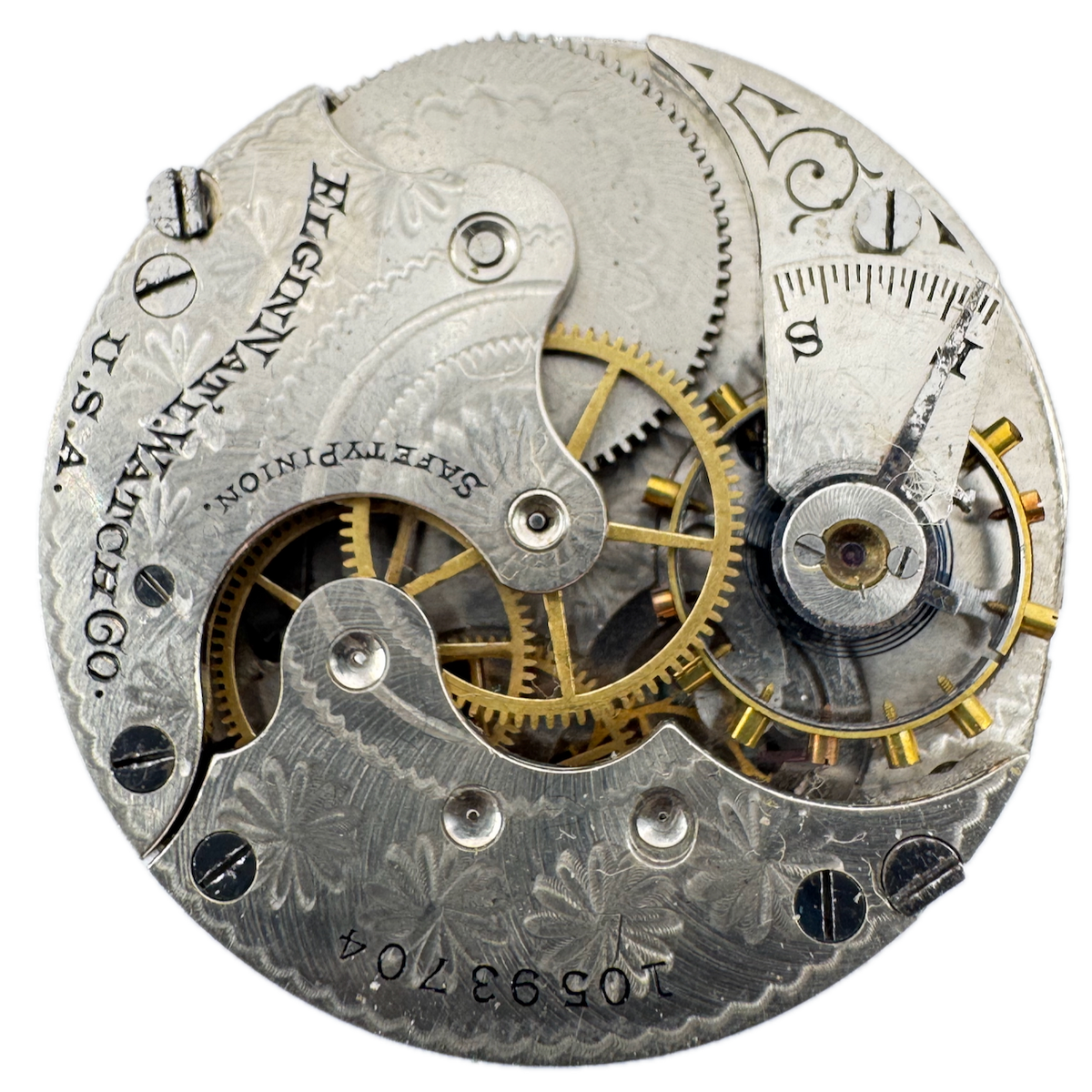 Antique 6s 1904 Elgin 7 Jewel Mechanical Hunter Pocket Watch Movement 206 USA