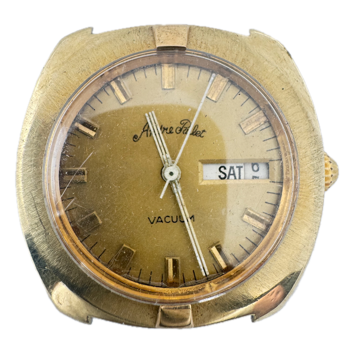 Vintage 35.5mm Andre Pailet Vacuum Men's Automatic Wristwatch Swiss Gold Tone