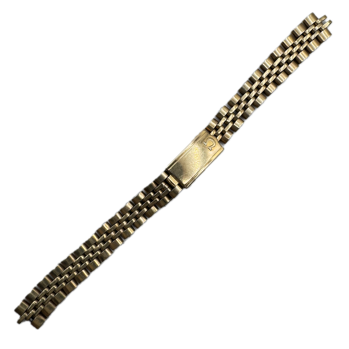 Vintage Omega Ladies Wristwatch Band Gold Plated Deployant Clasp Oval Link