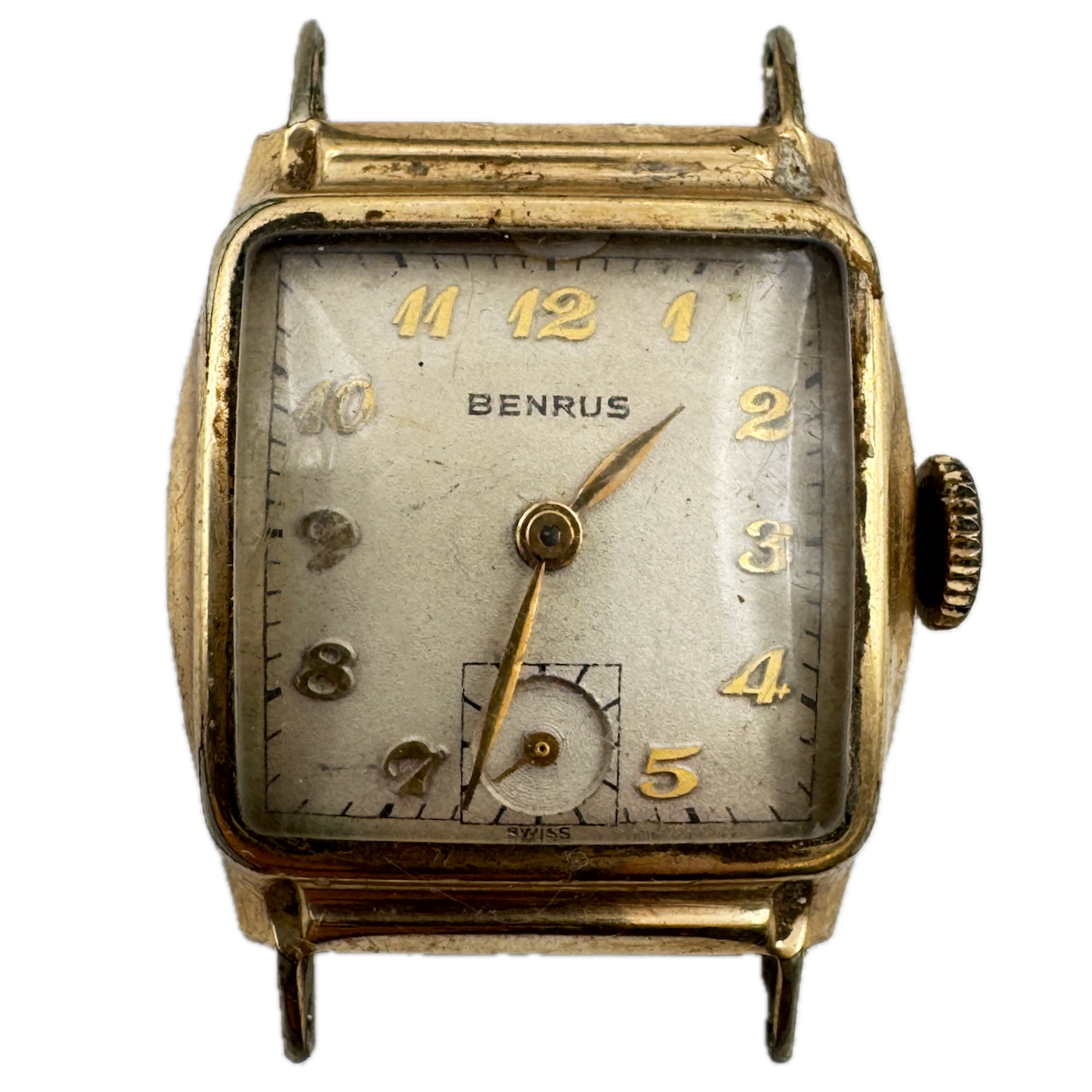 Vintage Benrus Square Men's Mechanical Wristwatch 900 Swiss Steel & 10k RGP