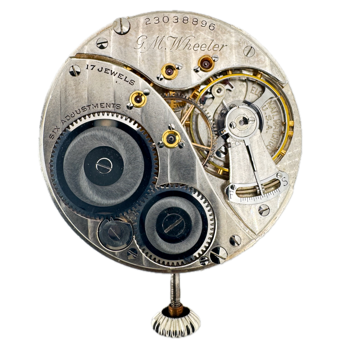Antique 12s Elgin G.M. Wheeler 17 Jewel Mechanical Pocket Watch Movement 452