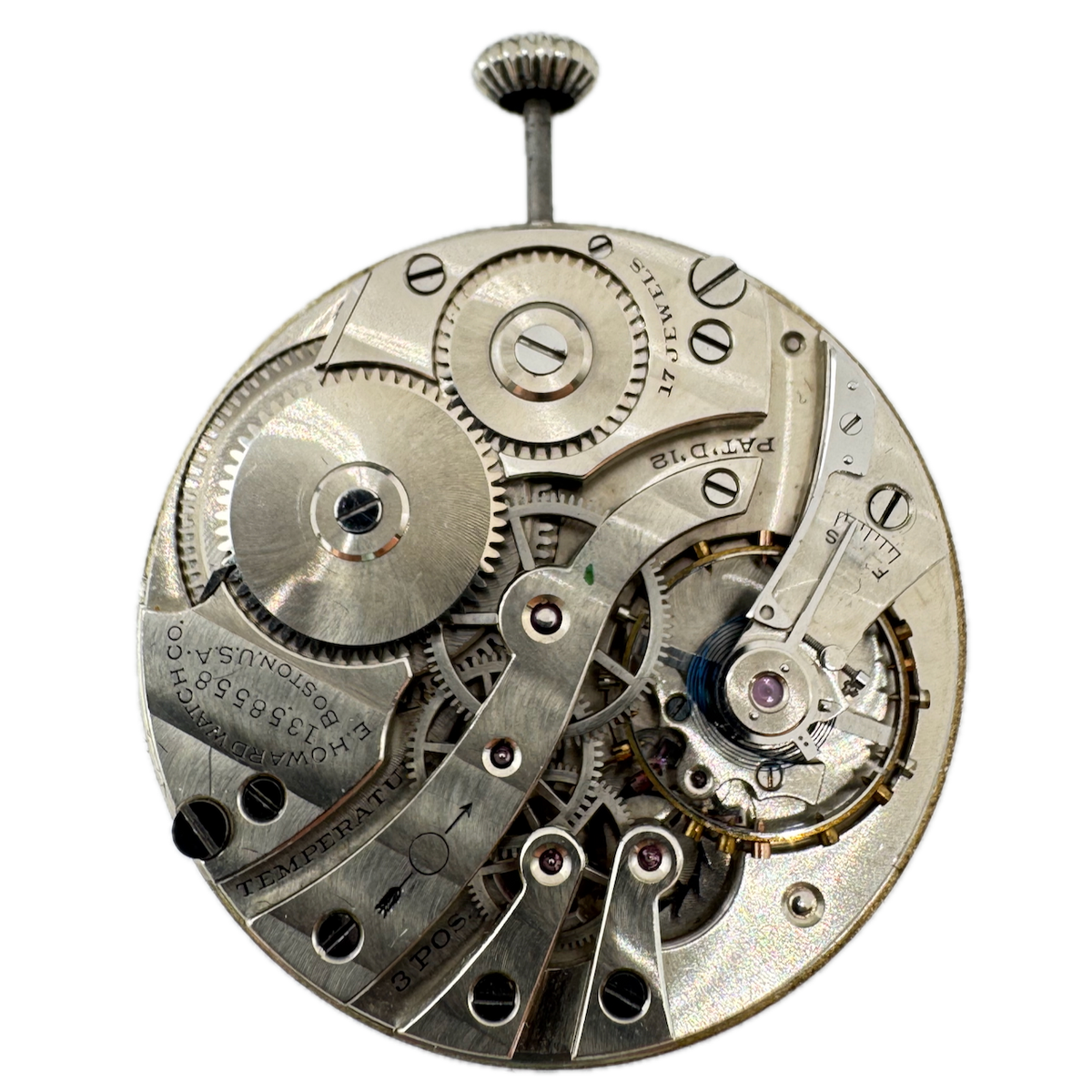 Antique 12s 1918 E. Howard Co 17 Jewel Pocket Watch Movement Series 7 USA