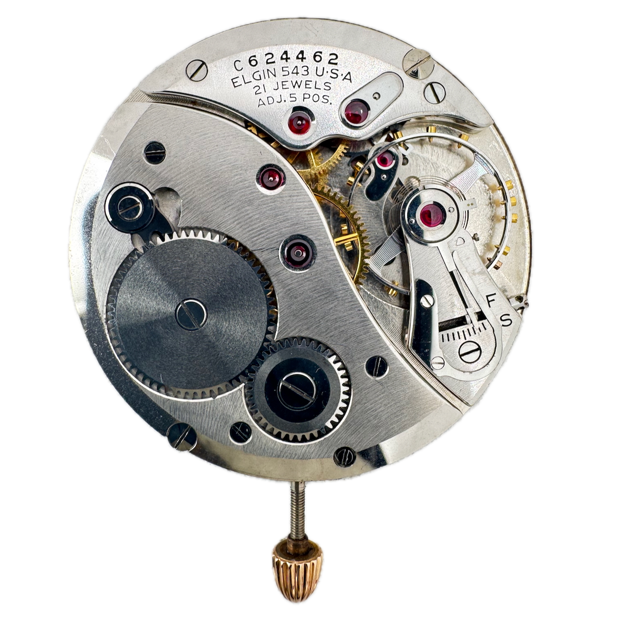 Vintage 10s 1942 Elgin 21 Jewel Mechanical Pocket Watch Movement 543 USA