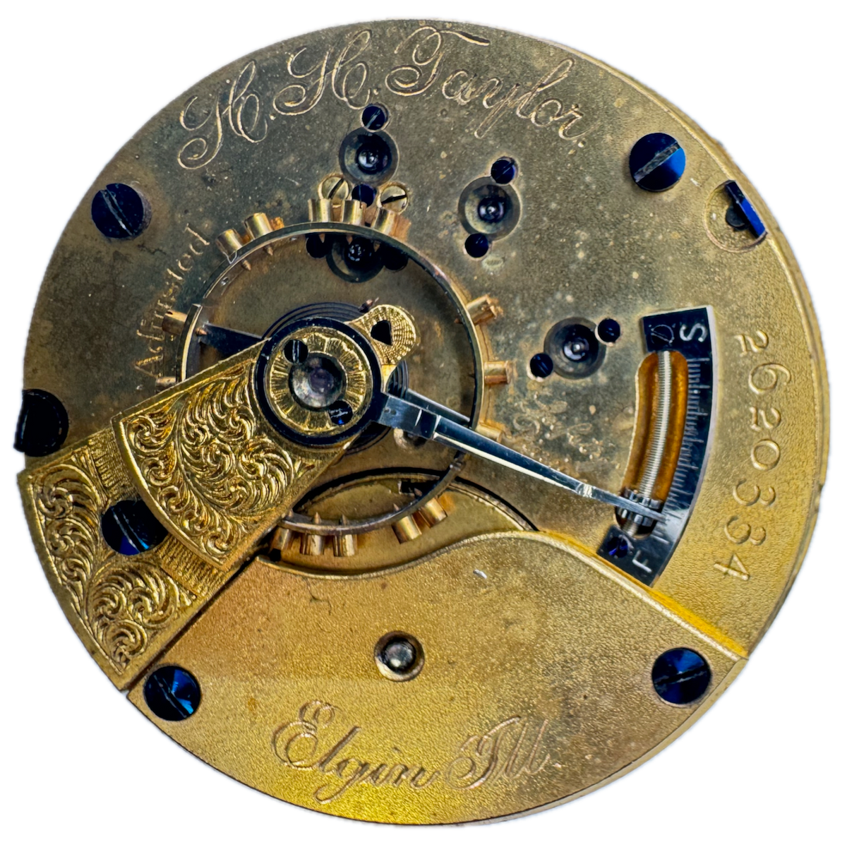 Antique 18s 1888 Elgin H.H. Taylor Railroad 15J Hunter Pocket Watch Movement 80