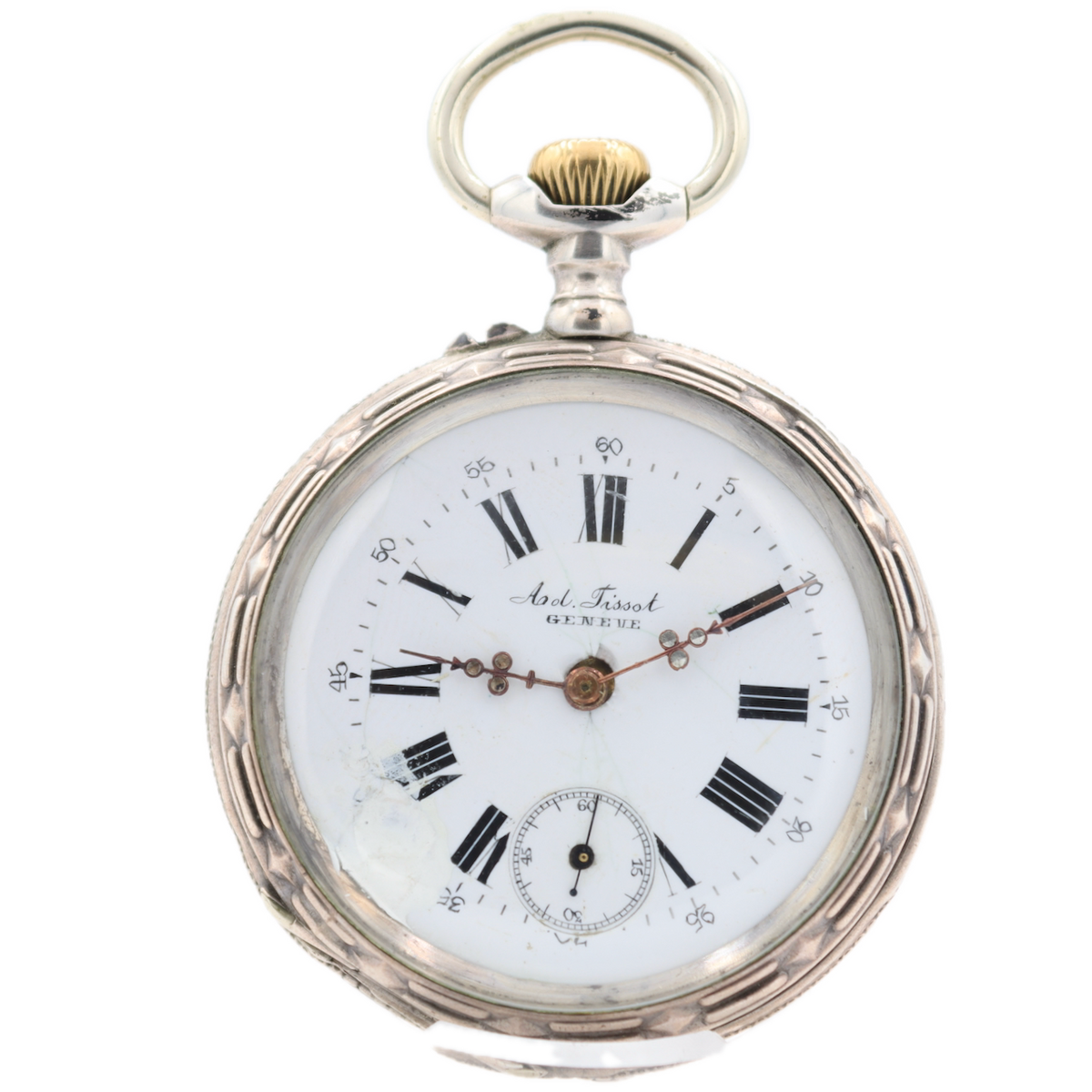 Antique Tissot Geneve 15 Jewel Mechanical Pocket Watch Sterling Silver