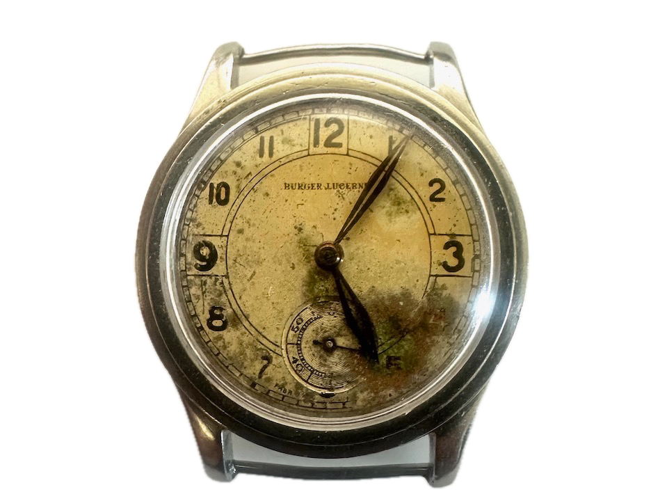 Vintage 28mm Burger Lucerne Deco Style Men's Mechanical Wristwatch Swiss Steel
