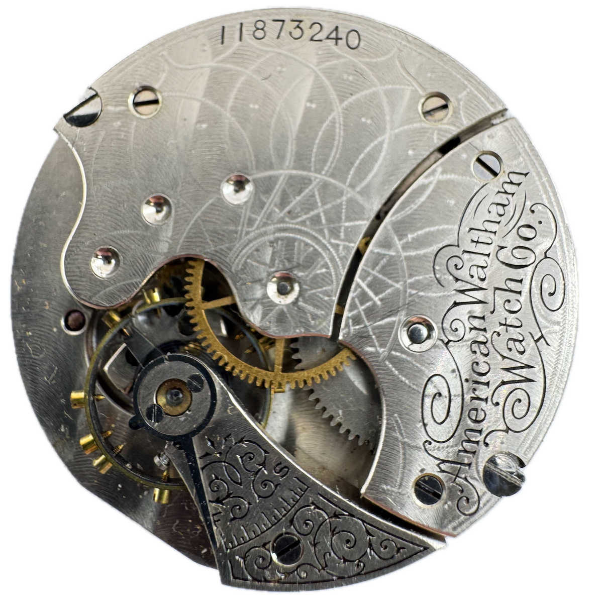 Antique 6s 1902 Waltham 7 Jewel Hunter Pocket Watch Movement Seaside USA