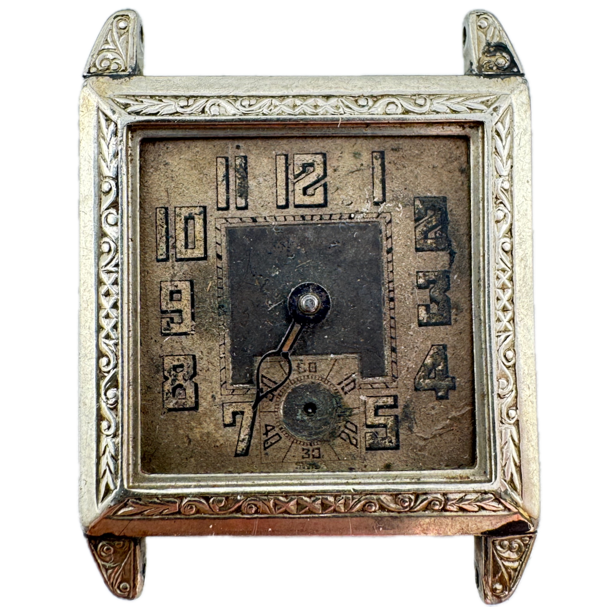 Vintage Unbranded Square Art Deco Men's Mechanical Wristwatch 70114 10k W RGP