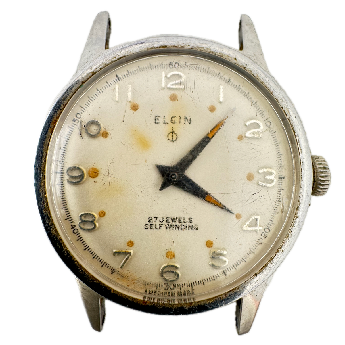 Vintage 31.5mm Elgin 27 Jewel Men's Automatic Wristwatch 761 Stainless Steel
