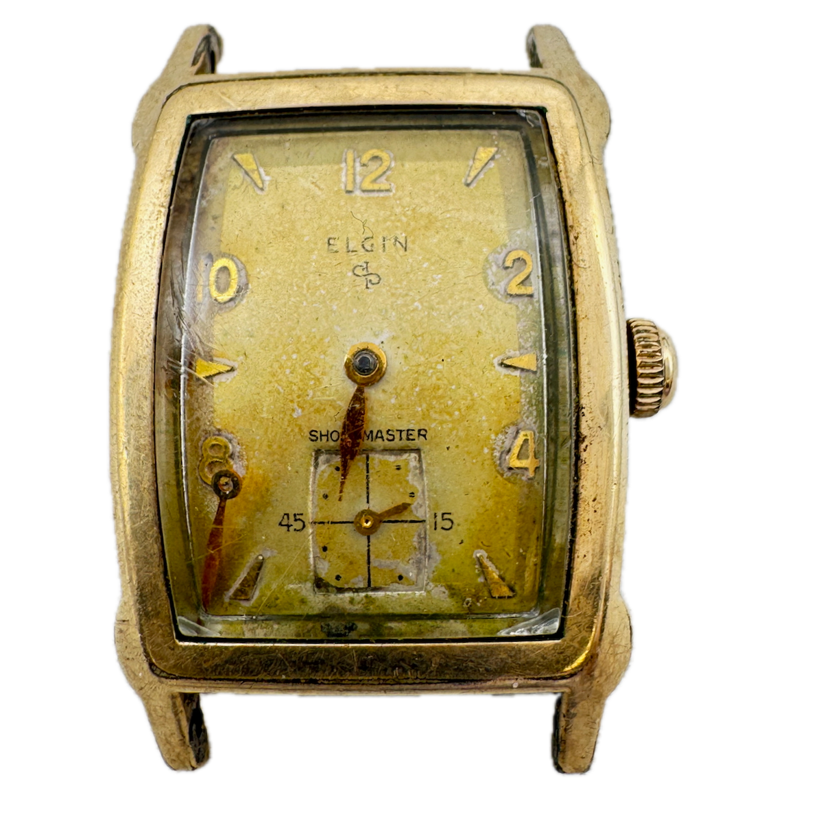 Vintage Elgin Shockmaster Men's Mechanical Wristwatch Swiss Steel & 10k RGP