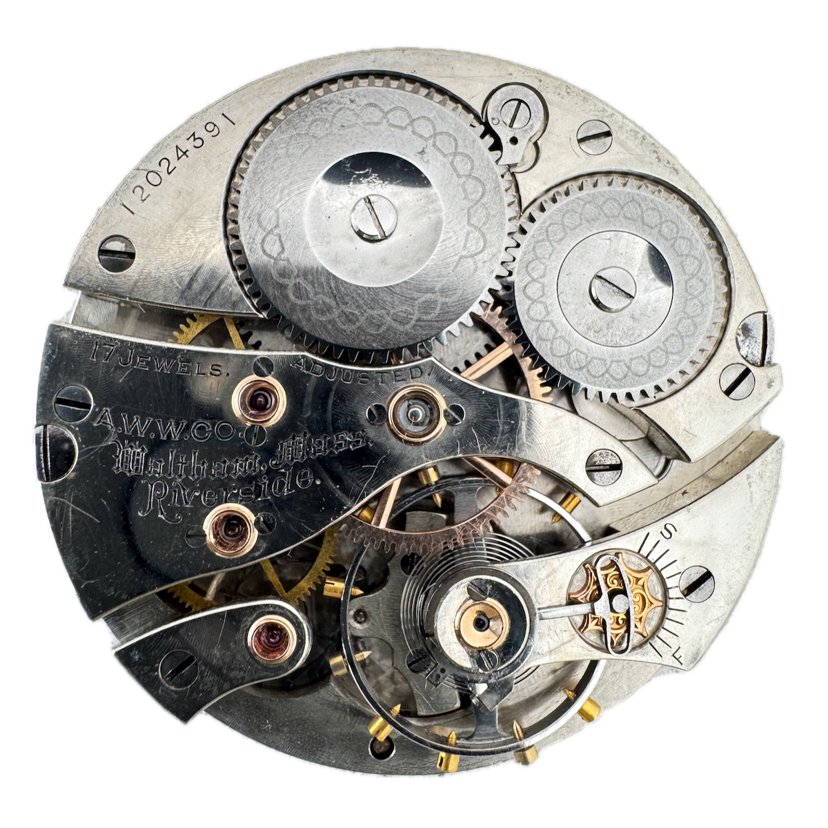 Antique 16s 1902 Waltham 17j Mechanical Pocket Watch Movement Riverside USA