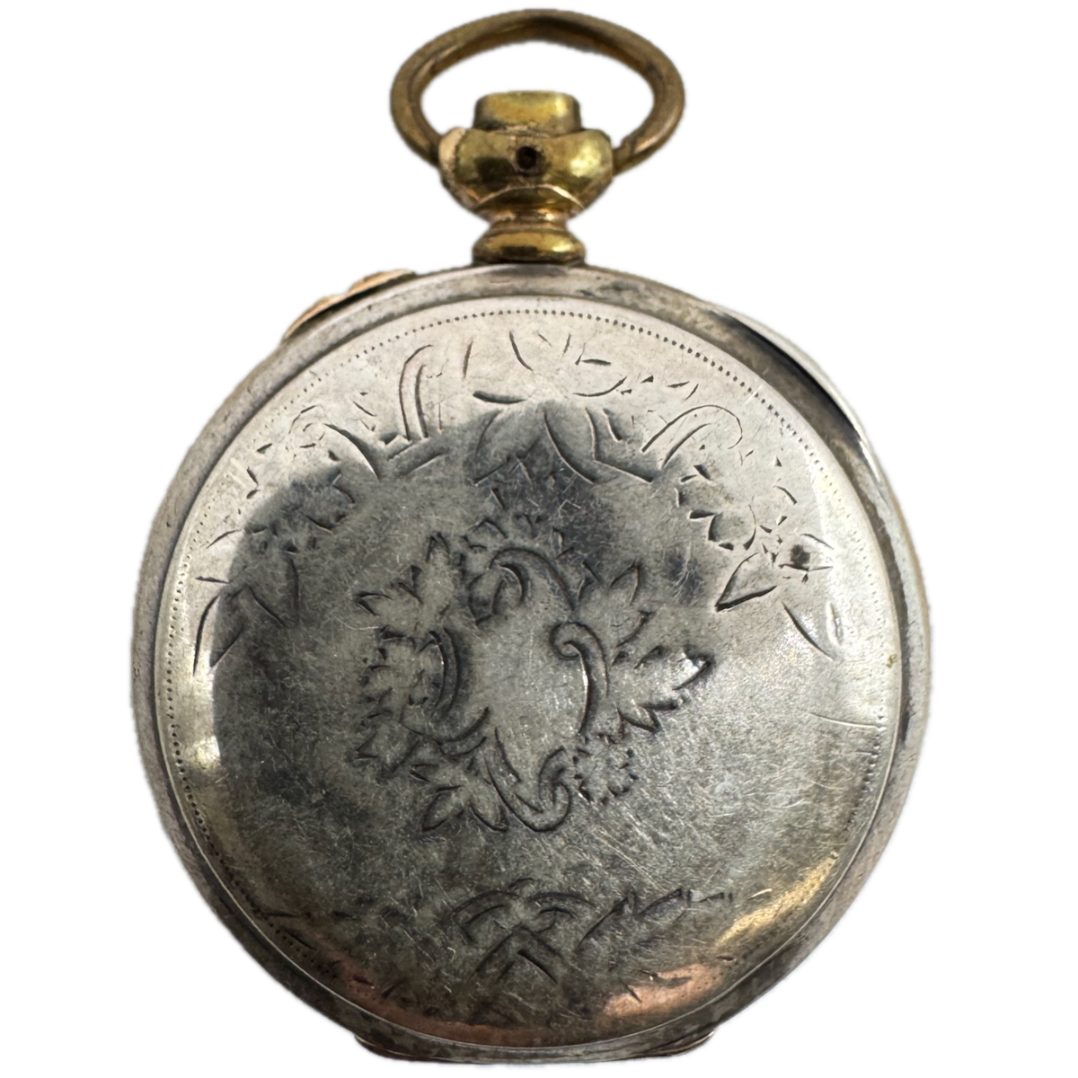 Antique 3/0s Dueber Two Tone Open Face Pocket Watch Case Coin Silver Floral USA
