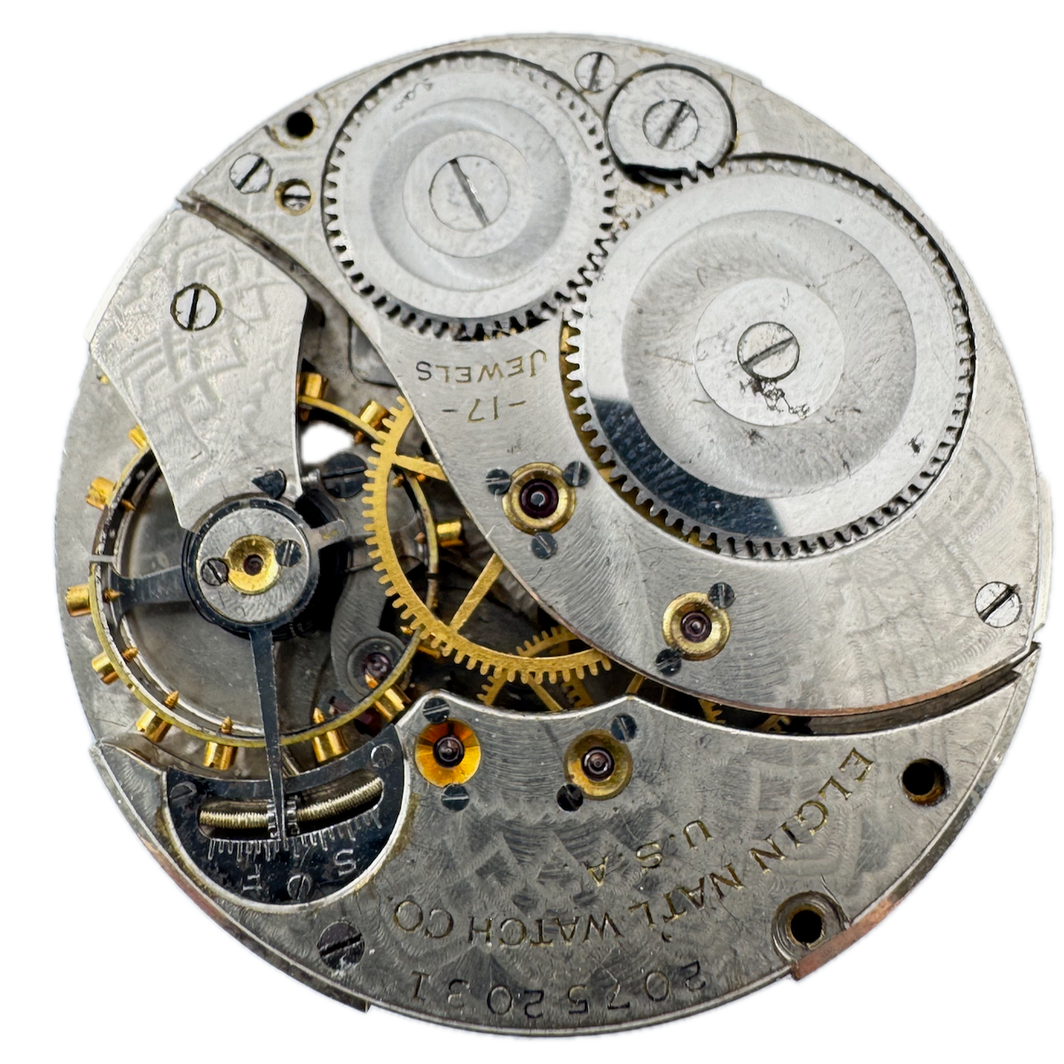 Antique 12 SIze 1918 Elgin 17 Jewel Mechanical Pocket Watch Movement 345 USA