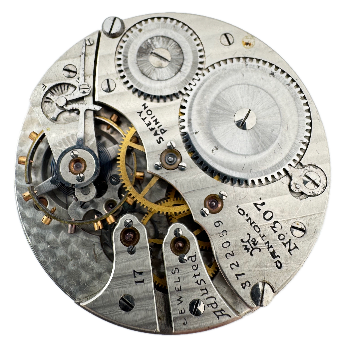 Antique 12s 1918 Hampden 17 Jewel Mechanical Pocket Watch Movement 307 USA