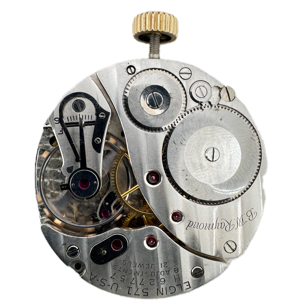 Vintage 16s 1950 Elgin 21jMechanical Railroad Pocket Watch Movement 571 USA