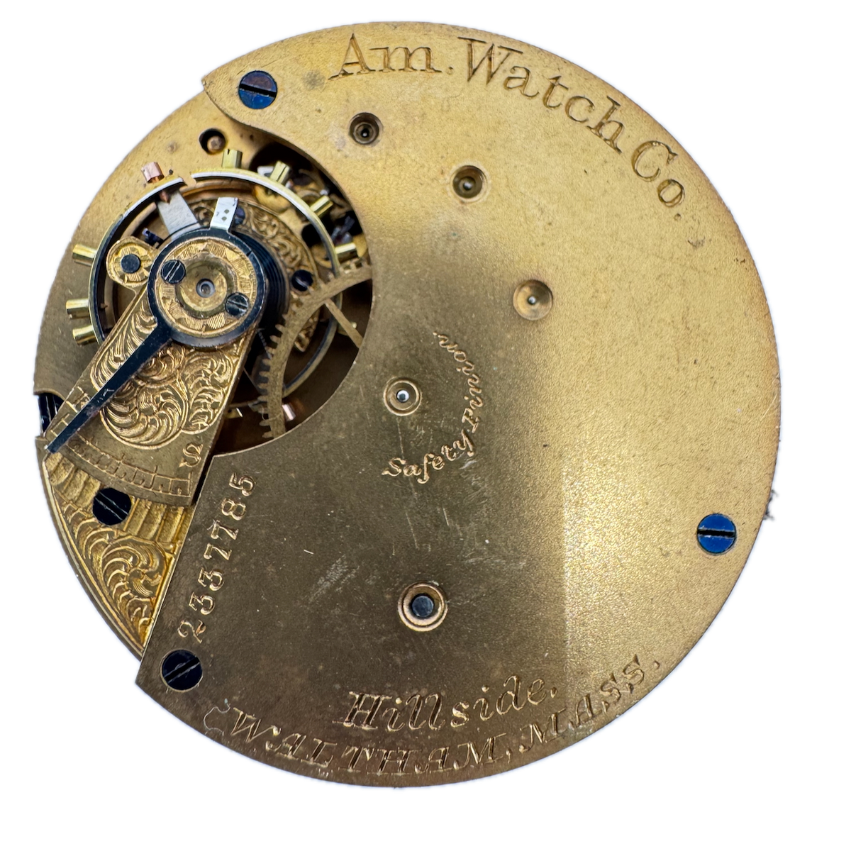 Antique 14s 1884 Waltham 7 Jewel Hunter Pocket Watch Movement Hillside USA