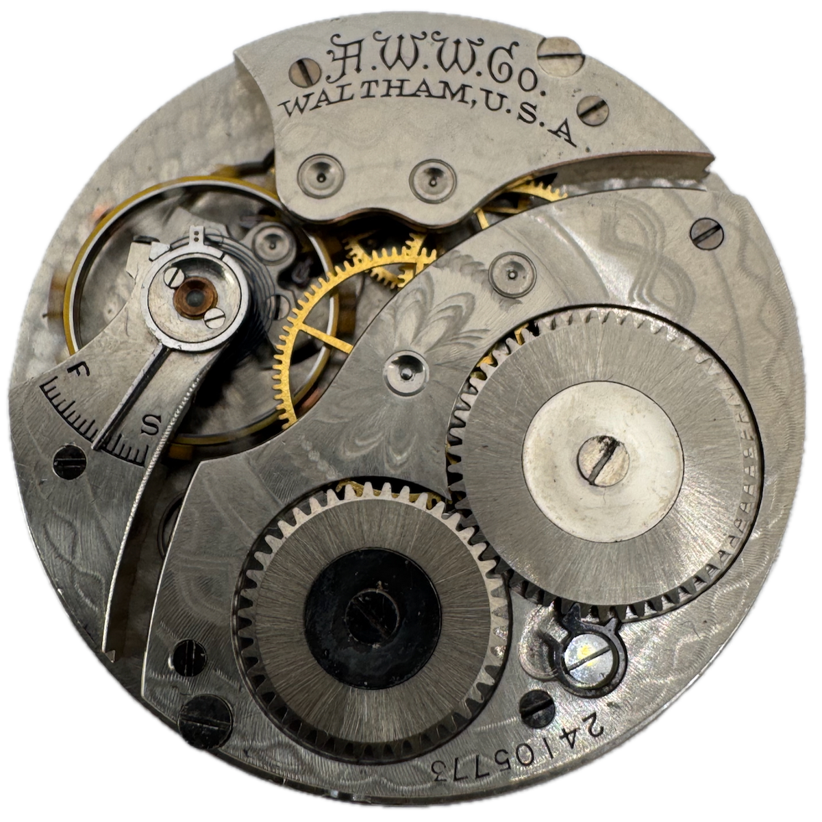 Antique 12s 1922 Waltham Brushed 7 Jewel Mechanical Pocket Watch Movement 210