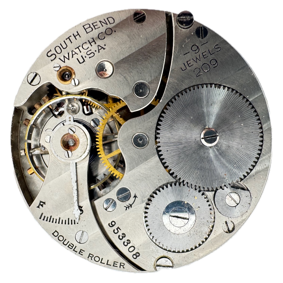 Antique 16s 1920 Southbend 9 Jewel Mechanical Pocket Watch Movement 209 USA