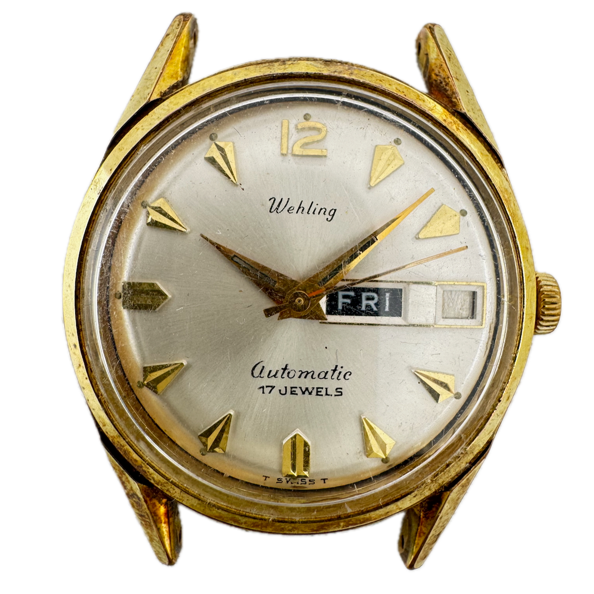 Vintage 35mm Wehling Men's Automatic Wristwatch Felsa 4009 Swiss Gold Plated