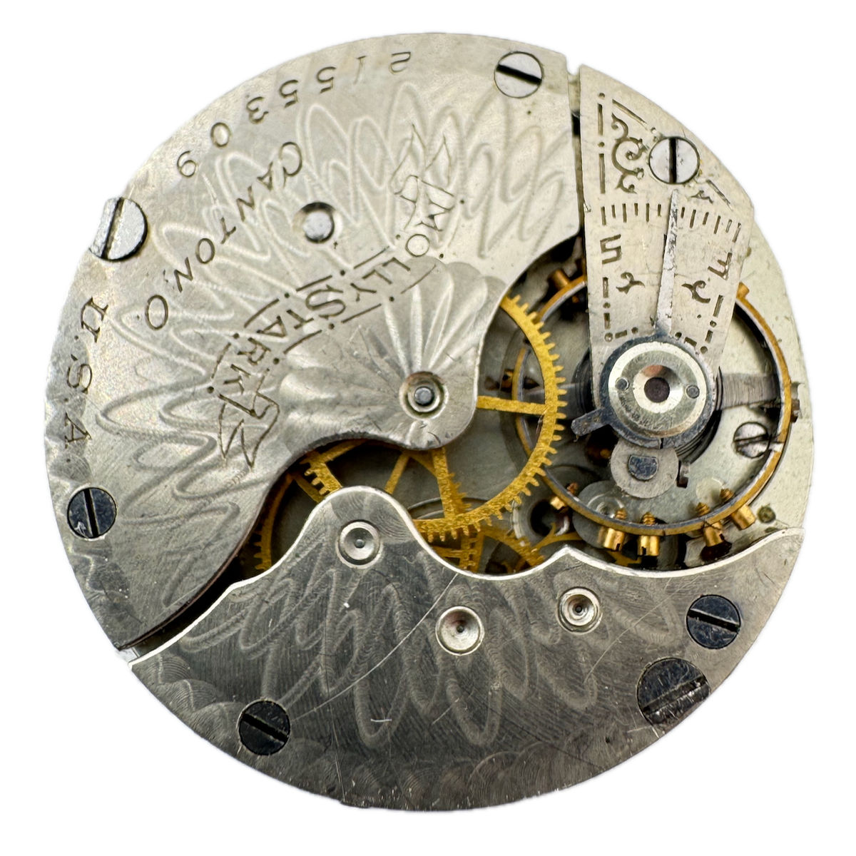 Antique 3/0s 1906 Hampden 7 Jewel Hunter Pocket Watch Movement Molly Stark USA