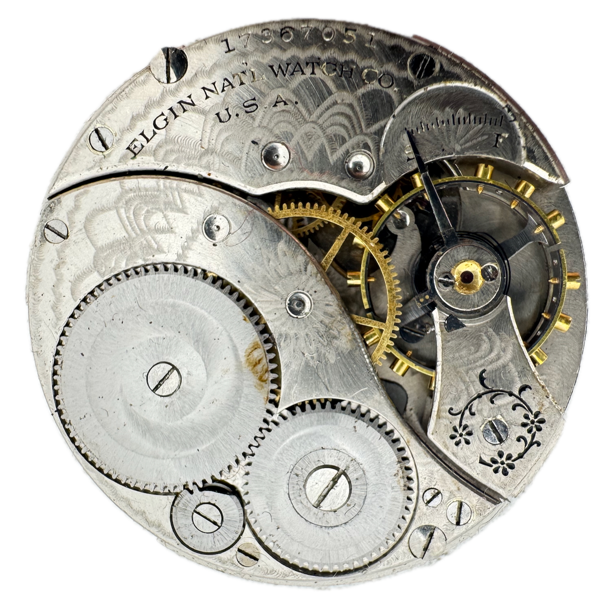 Antique 12s 1914 Elgin 3 7j Mechanical Open Face Pocket Watch Movement 303 USA