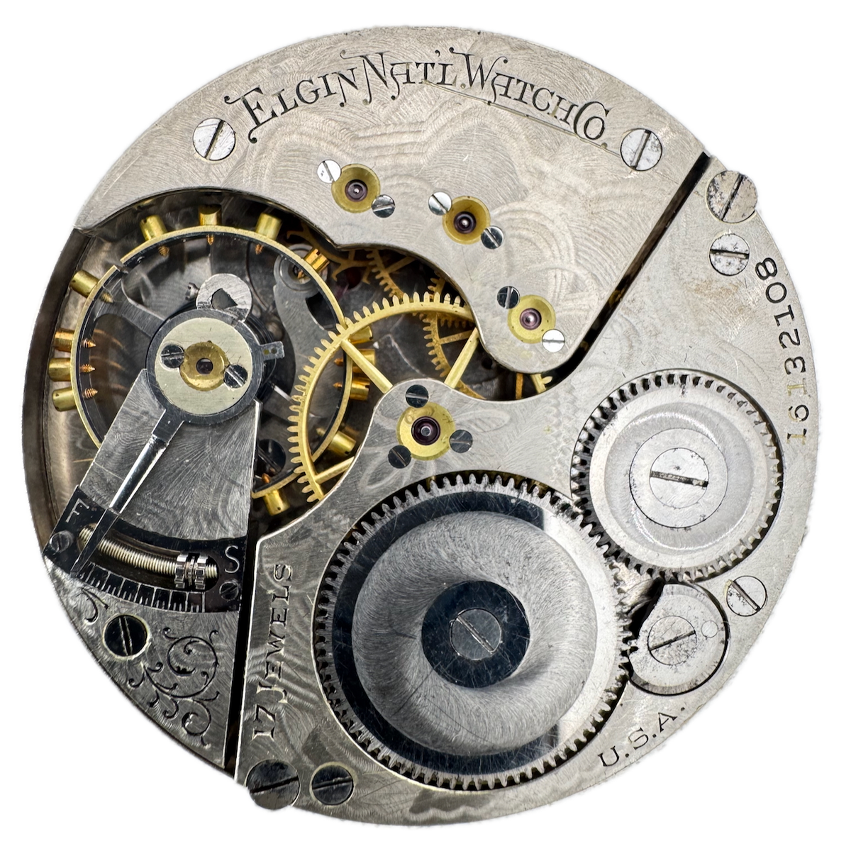 Antique 16s 1912 Elgin 17 Jewel Mechanical Pocket Watch Movement 386 USA